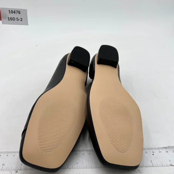 Miss Left Black Square Toe D'Orsay Pumps Low Chunky Heels Slip On Fashion Shoe - Picture 6 of 7